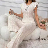European American Style Sexy Hollow Out Strapless Women's Spandex Lace Pajamas Spring Summer High-end Homewear