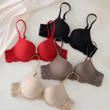 Smooth Traceless Bra with Lace Accents - Women's Soft Underwire Medium Padding for Small-Bust Shaping & Cup Boost