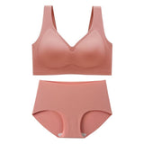 Stock Available Plus Size Underwear Set Woman Seamless Push up Wire Free Design Bra