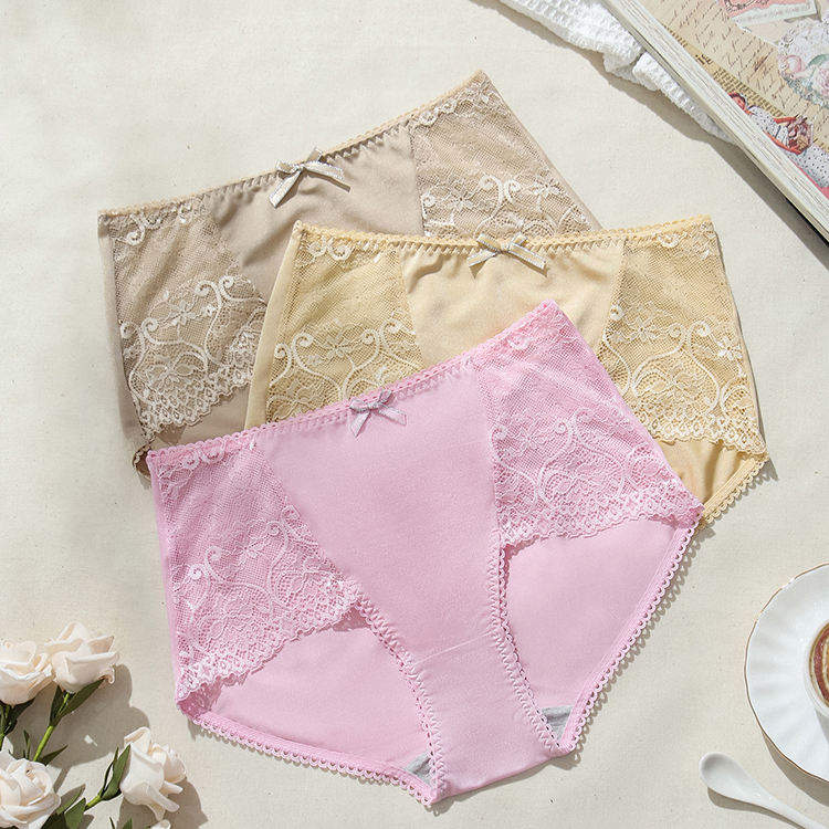 Manufacturer New Arrival Pink Transparent Lace Decorative Comfortable Breathable Women Underwear Panties