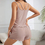 Casual Shorts Camisole Women's Pajamas Homewear European American Style Summer Breathable Elastic Waist