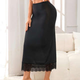 New Fashion Series Women's S-XL Lace Covered Satin Texture Lace Skirt Retro Casual Slim Women's Midi Skirt