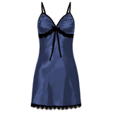 New European and American Style Satin-like Lace Trim Bow Camisole Nightdress