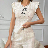 European American Style Sexy Hollow Out Strapless Women's Spandex Lace Pajamas Spring Summer High-end Homewear