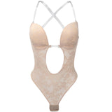 Backless Body Shaper Bra, Deep V Bra Shapewear for Women Built-in Bra Sexy Bodysuit for Women Party Night Tummy Control