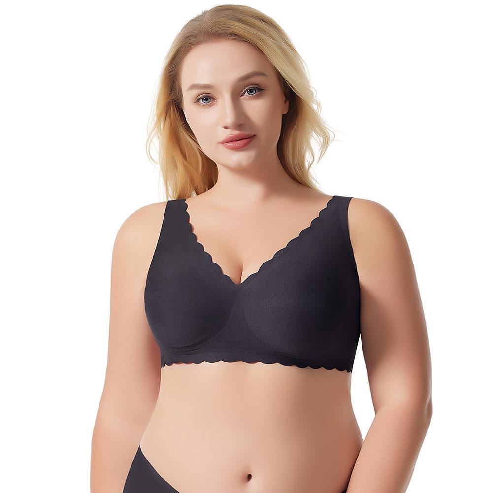 Wave Steel Ring and Gathered Design to Prevent Sagging Women's Seamless Jelly Large Size Bra