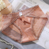 Retro Embroidery Breathable Underwear Women's Lace Seductive Comfortable Thong Sexy Hot Mesh Low-rise Hip-Lifting