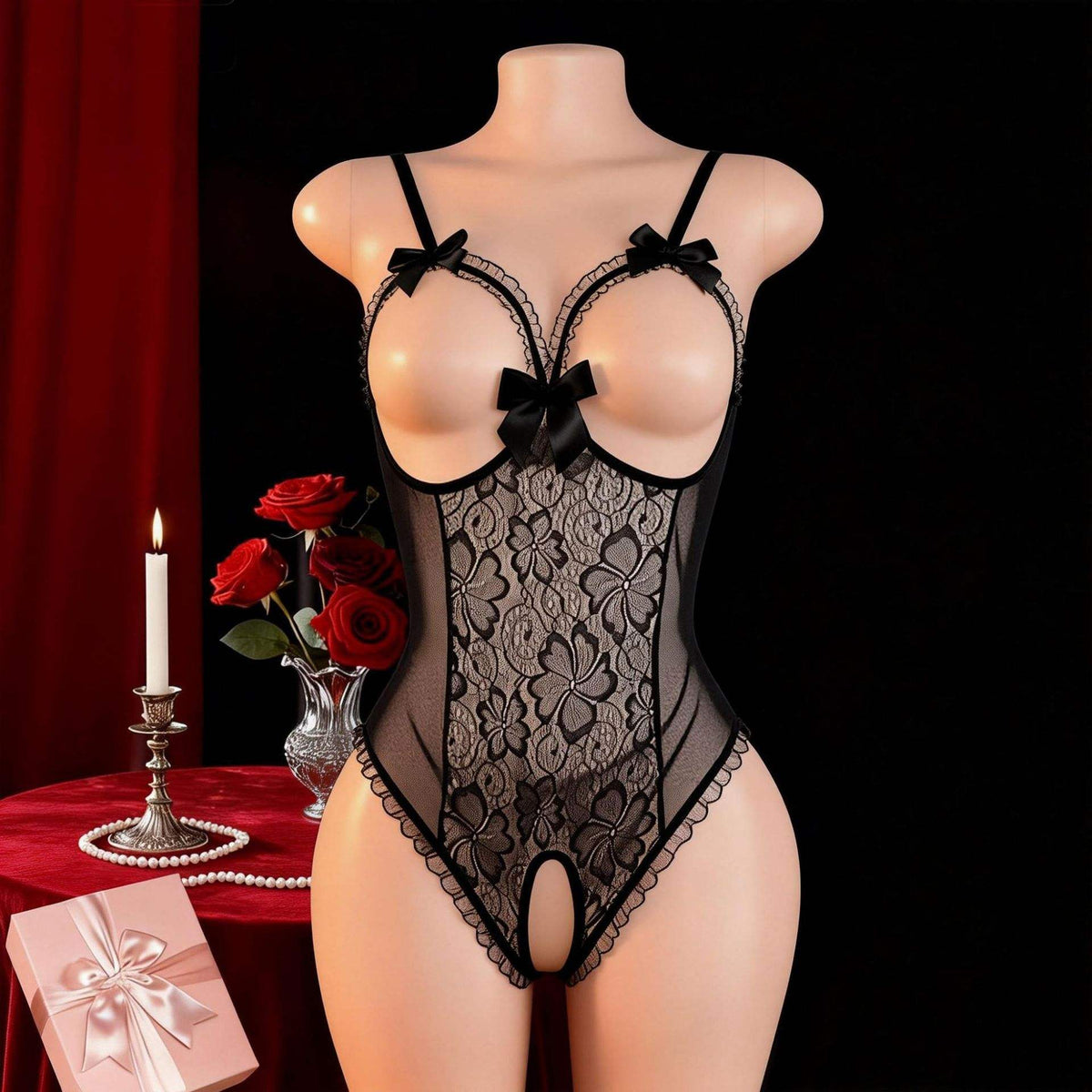 Sexy Bodysuit Open-Crotch No-Removal Leopard Print Bodycon Women's Seductive Lingerie Sheer ODM Plus Size
