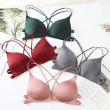 Seamless Front Buckle Tube Top Wrapped Chest Strappy Push up Bra for Women