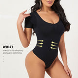 Women's Seamless Slimming Tummy Control Shapewear O Neck Jumpsuits Short Sleeve Long Sleeve Shaping Tank Top