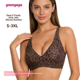Seamless Printed Cross-Border for Explosions Deep V Jelly Underwear Women's Thin Sexy Wire Free Leopard Pattern No Steel Ring