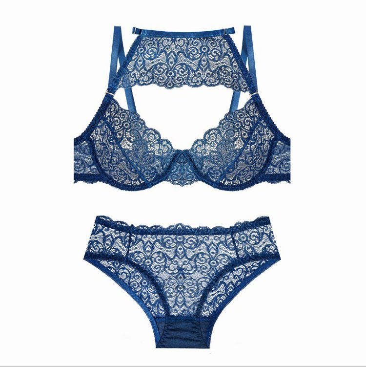 Ladies Sexy Ultra-Thin Lace Bra Brief Sets Transparent Transparent Bra Panty Feathers Ladies' Ultra-Thin Lace Underwear Waist