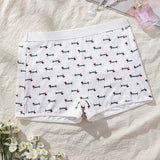 Breathable Soft Mid Waist Pink Color Dachshund Pattern Woman Panties Ladies Boyshort for Daily