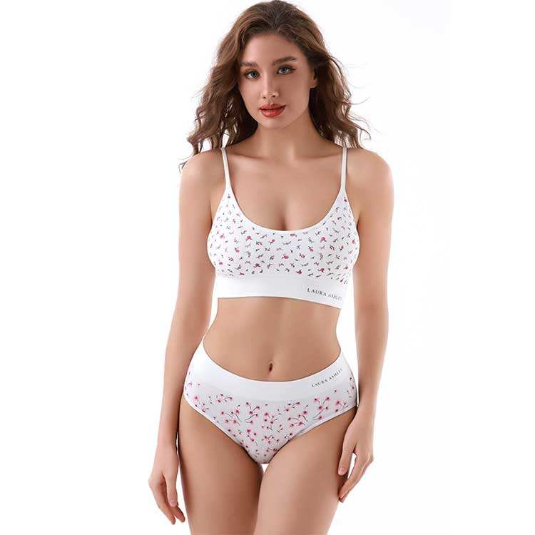 Women's Ultra-Cheek Seamless Push-up Bralette and Panties Sets Quick Dry Sustainable Print Daily Style for Adults