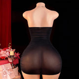 European American Mesh See-Through Halter Bodycon Dress Sexy Hip-Hugging Skirt Lingerie