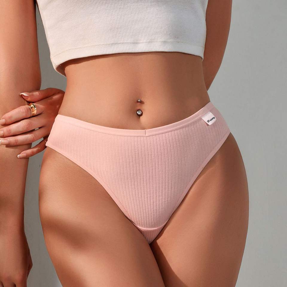 Mid Waist Underwear Ladies Breathable Comfortable Underpants Fashion Female Briefs Women Plain Cotton Thongs