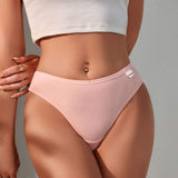 Mid Waist Underwear Ladies Breathable Comfortable Underpants Fashion Female Briefs Women Plain Cotton Thongs