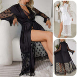 Sexy Ice Silk Night Gown Sexy Japanese Bathrobe Transparent Cardigan Pajamas