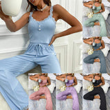 New Design Casual Pajamas Summer Two-piece Women's Pyjamas Plain Homewear