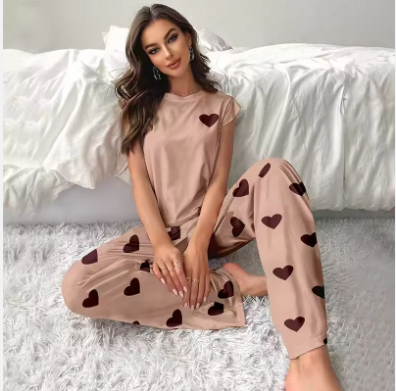 Women’s Silky-Soft Pajama Set – Elegant Flutter Sleeve Home Clothes with Printed & Solid Options