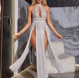 Luxury Lace Babydoll Chemise – Elegant Women’s V-Neck Mesh Nightdress featuring a Sophisticated Side Split Silhouette