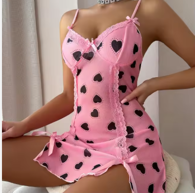 Luxury Lace Mini Nightgown – Elegant Princess-Style Sheer Sleepwear with Soft Alluring Detail