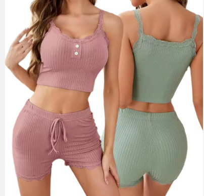 Luxury 2-Piece Solid Pajama Set – Elegant Women’s Ultra-Soft Sleepwear for Sophisticated Home Comfort