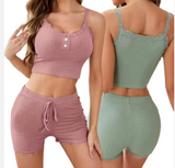 Luxury 2-Piece Solid Pajama Set – Elegant Women’s Ultra-Soft Sleepwear for Sophisticated Home Comfort