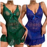 Luxury Lace & Mesh Nightgown – Elegant Knee-Length Plus Size Sleepwear with Breathable Sheer Detail