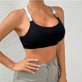Chic Slim-Fit Camisole Crop Top – Contemporary Midriff-Length Design for Women
