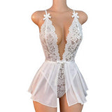 New Style Deep V Lace Hollow-out Bodycon Jumpsuit Sexy Women's Seductive Lingerie Polyester Terylene