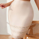 Solid Color Elaborated S/M/L/XL Three-layer Butterfly Lace Trimmed Ladies Long Petticoat Women's Half Slip Underskirt
