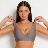 Jelly Bra Wireless Thin Cup Deep V Neckline with Breathable Nylon No-Underwire Comfort Bra Invisible Under Clothes OEM Available