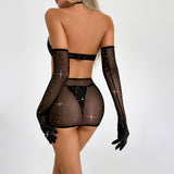 Women's Sexy Lingerie Hollow-out Push-up See-through Three-piece Set