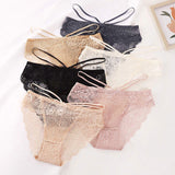 Women's Underwear Lace Sexy Erotic Panties Cross Strap See Through Breathable Ladies Panties Low Rise Lace Panty