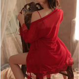 Luxury Plus Size Robe & Nightdress Set – Elegant Women’s Sleepwear for Sophisticated Home Comfort