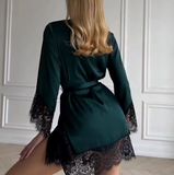 Luxury Japanese-Style Satin Robe – Elegant Alluring Nightgown with Sophisticated Kimono-Inspired Silhouette