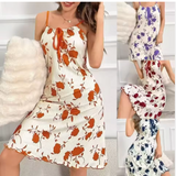 Chic Floral Ribbed Nightdress – Women’s Summer Leisure Sleepwear with Delicate Lace Trim & Spaghetti Straps