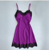 Luxury Lace-Trimmed Cami Nightdress – Elegant V-Neck Sleepwear in a Variety of Sophisticated Colors