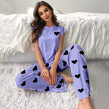 Women’s Silky-Soft Pajama Set – Elegant Flutter Sleeve Home Clothes with Printed & Solid Options