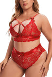 Women's Sexy Strap Bra Underwear Set Plus Size Two-Piece Lace Panty and Bra Firm Control Half Slips