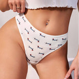 Dachshund Pattern Comfortable Briefs Pet Underwear Women's Panties Dog Print White Underwear Daily