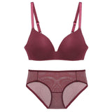 Lady's Comfortable Lightweight Lace Bra Bikini Panties Sexy Seamless Daily Wear Feather Upgraded Everyday Gathered Underwear