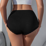 Daily Mid Waist Breathable High Elastic Seamless Lace Edge Women's Panties Calcinhas Femininas