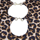 Leopard Print Low-Cut Sheath Dress Seductive Halter Strap Women's Sexy Nightgown Lingerie Polyester
