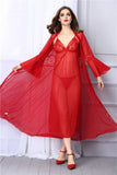 Long Sleeve Robe and Dress Pajamas Set Homewear Women's Sleepwear