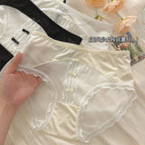 Breathable Crotch Chinese-style Girly Lace Dreamy Ethereal Mid-rise Underwear Hip-hugging Thong