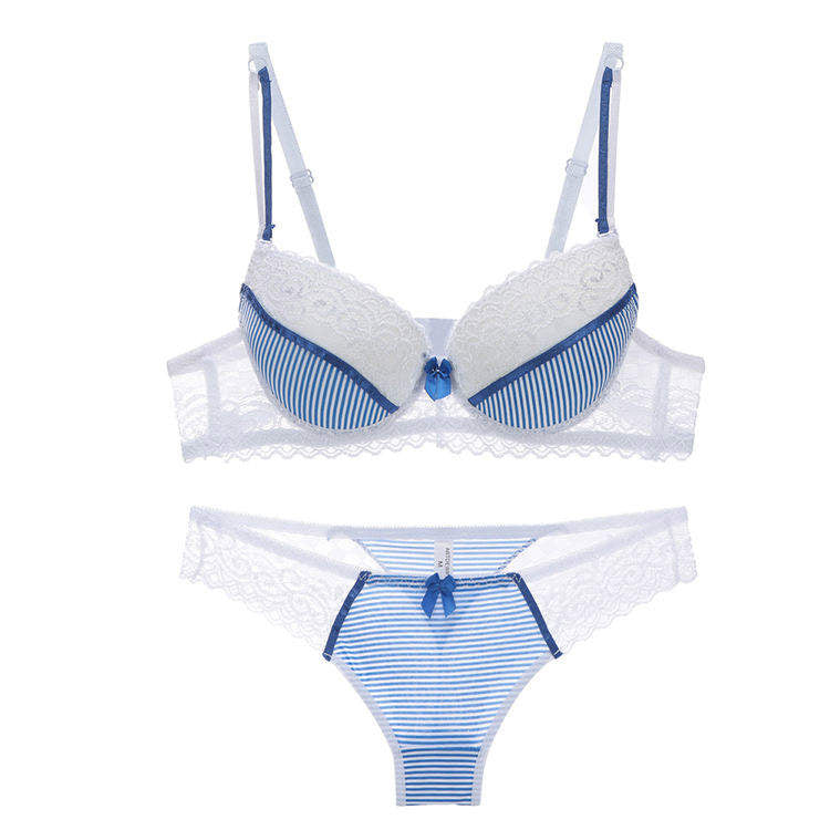 Large Size Sexy Slim Transparent Lace Lingerie Set Young Girl's Bra and Panties