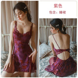 Loungewear Set with chest pad Sex Appeal Night Dresses for Woman Lace Women's Sleepwear