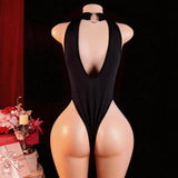Lingerie Tight Crotchless Bodysuit Women's Sexy Backless Pajamas Deep V-Neck Halter Seduction